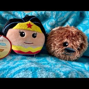Wonder Woman and Chewbacca fluffballs